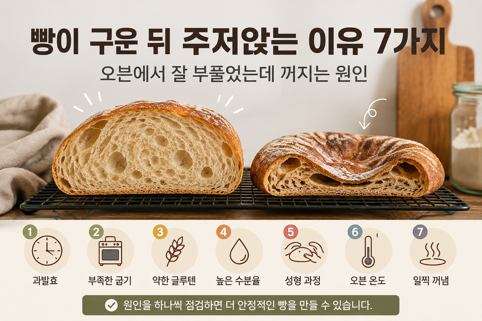 빵이 구운 뒤 주저앉는 이유 7가지 | 오븐에서 잘 부풀었는데 꺼지는 원인