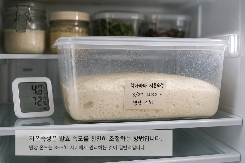 치아바타 발효 온도를 낮춰 냉장 저온숙성하는 반죽