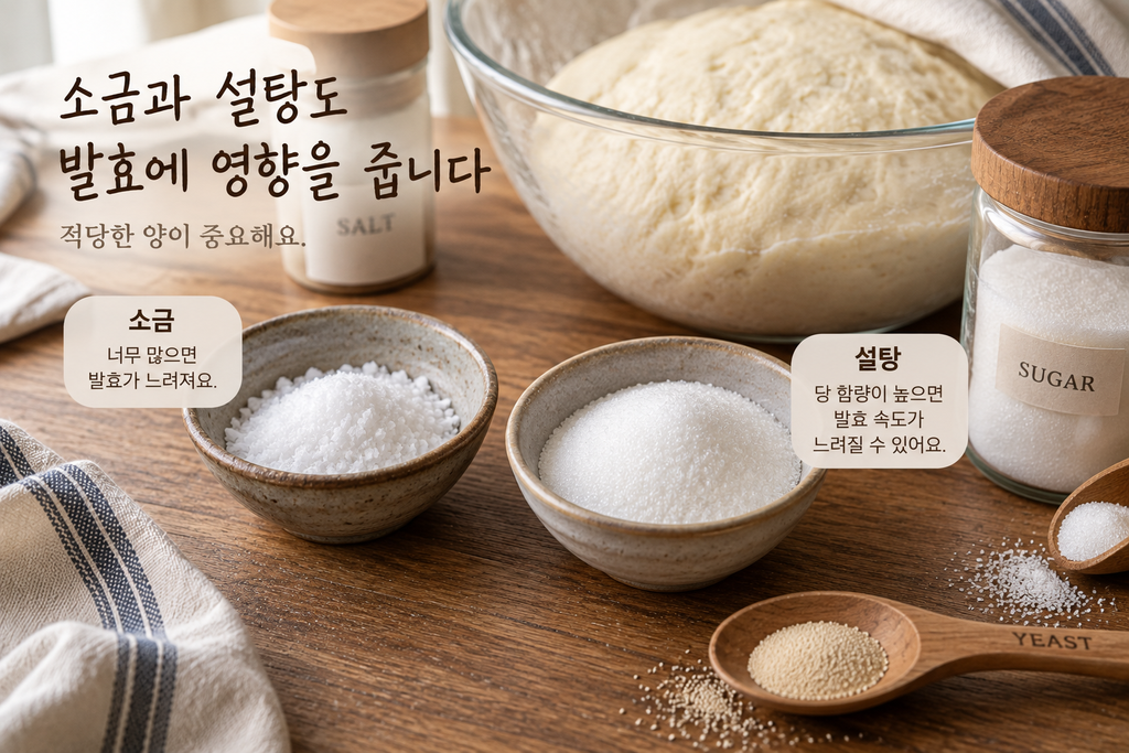 소금과 설탕의 양이 빵 반죽 발효 속도에 미치는 영향