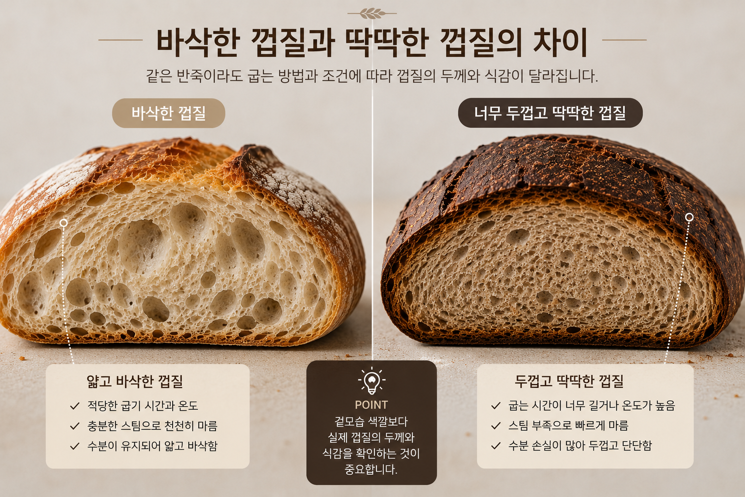 빵 껍질이 너무 두껍고 딱딱해지는 이유 7가지 | 바삭함과 딱딱함의 차이
