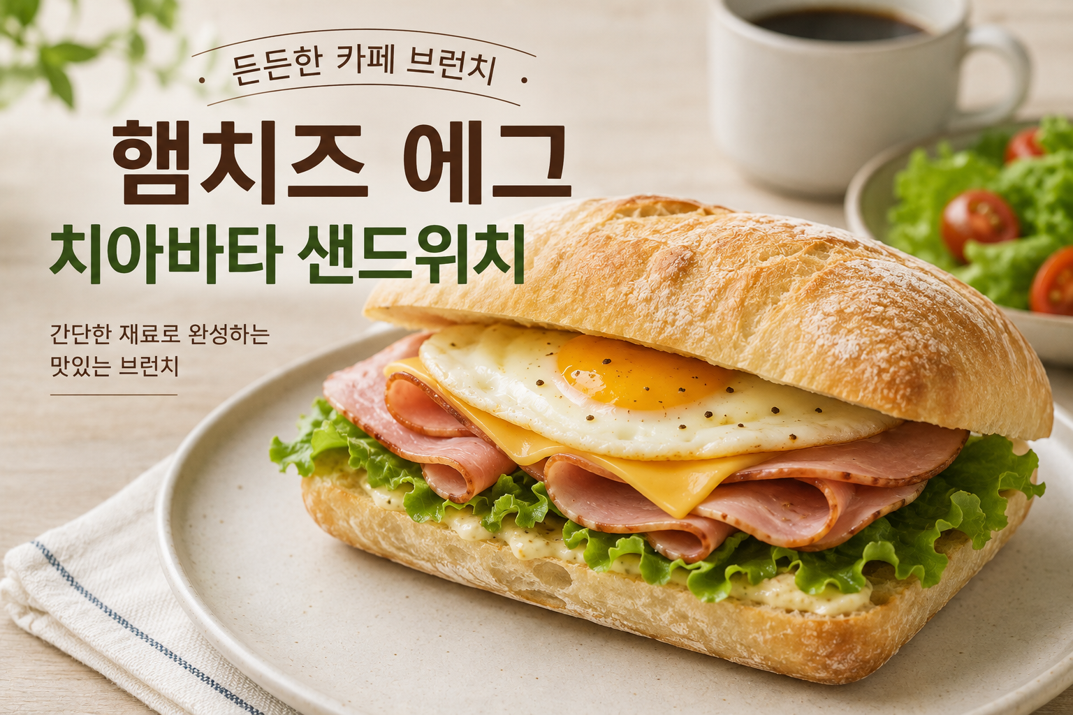 햄치즈 에그 치아바타 샌드위치 만들기 | 든든한 카페 브런치