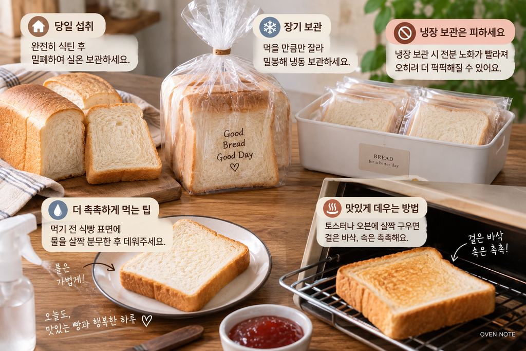 식빵이 퍽퍽해지는 이유를 줄이는 실온 및 냉동 보관과 촉촉하게 데우는 방법