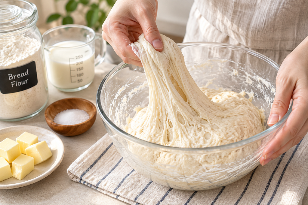 식빵이 퍽퍽해지는 이유 중 하나인 수분 부족을 방지하기 위한 촉촉한 식빵 반죽