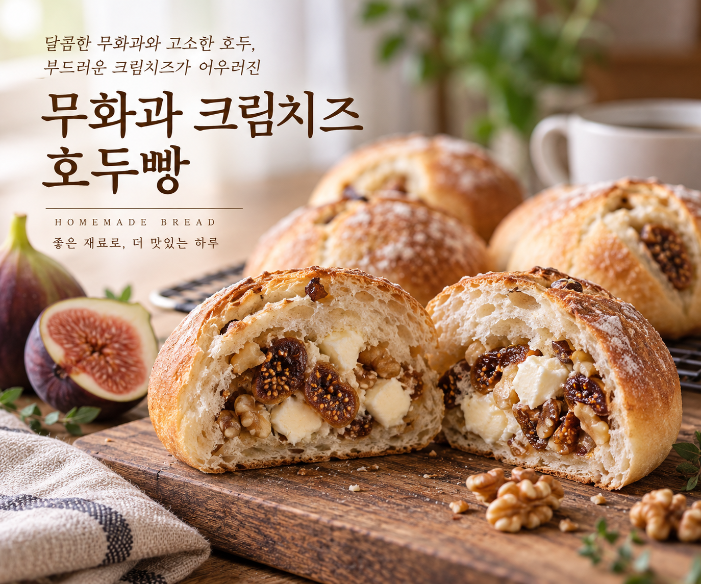 무화과 크림치즈 호두빵 만들기｜고소하고 쫄깃한 홈베이킹